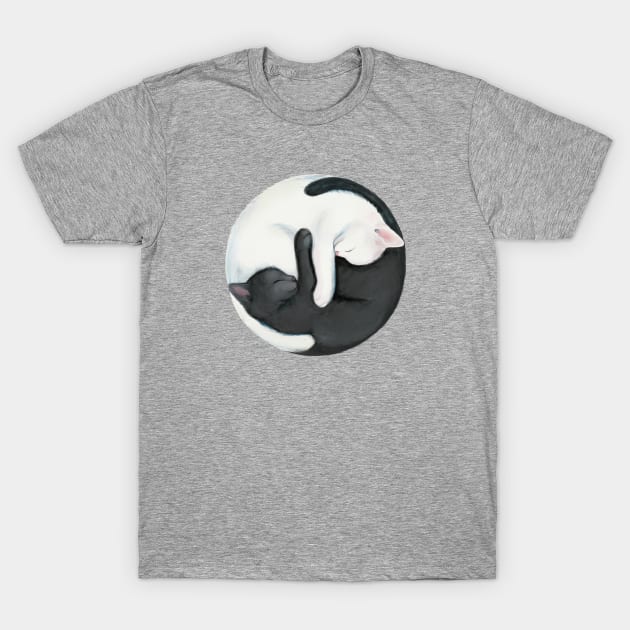 Yin Yang Balancing Cats T-Shirt by stylecomfy